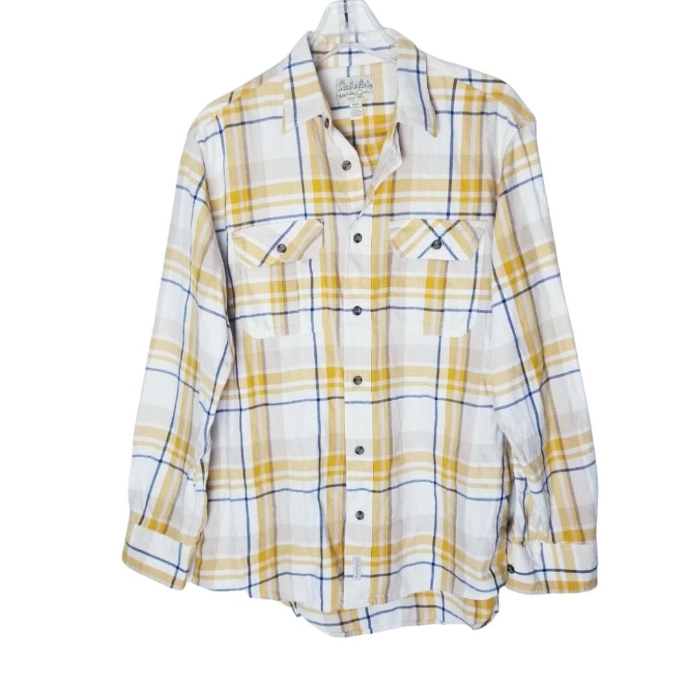 Cabela's Plaid Button Shirt Men Size Medium Long Sleeve